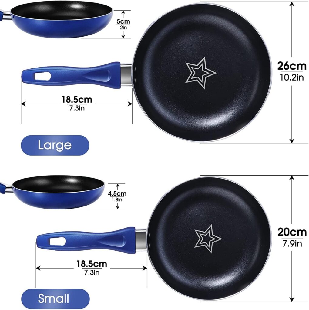 Almcmy Non-Stick Frying Pan Set, 2 Piece Omelette Pan Skillets, 8 and 10 Fry Pan with Heat-Resistant Handle, Pots and Pans, Induction Oven Safe, Dishwasher Safe - Send 1 Screwdriver  Cleaning Rag