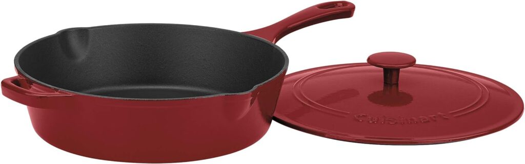 Cuisinart Chefs Classic Enameled Cast Iron 12-Inch Chicken Fryer with Cover, Cardinal Red