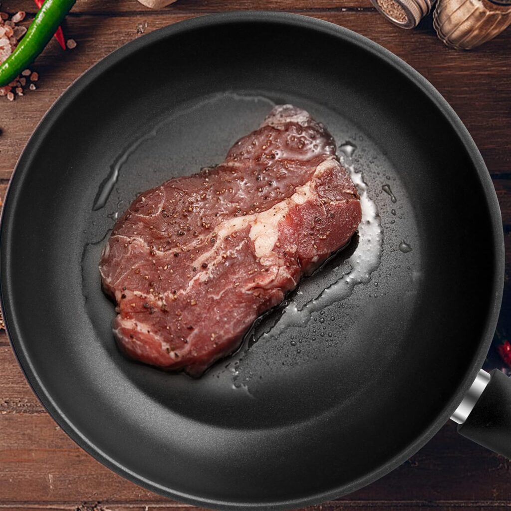 Jitsuryoku Non-Stick Frying Pan 11 Inch, Coating Stainless Skillets, 3-Ply Clad Steel, Induction Classic Fry Pan with Nonstick, Bakelite Handle, Mirror Finish, PFOA Free