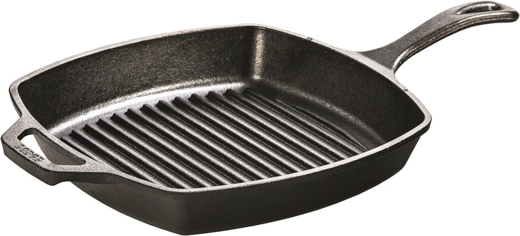 Lodge 10 Inch Cast Iron Chef Skillet. Pre-Seasoned Cast Iron Pan with Sloped Edges for Sautes and Stir Fry.