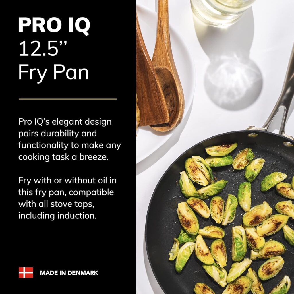 Scanpan Pro IQ 12.5” Fry Pan - Easy-to-Use Nonstick Cookware - Dishwasher, Metal Utensil  Oven Safe - Made by Hand in Denmark