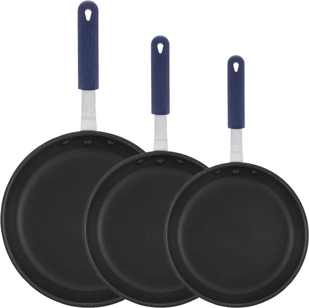 Tiger Chef Frying Pan Set - Commercial Aluminum Restaurant Fry Pans skillets - 7 Inch, 8-Inch, 10 in. Cookware Set with Silicone Sleeve Commercial Grade